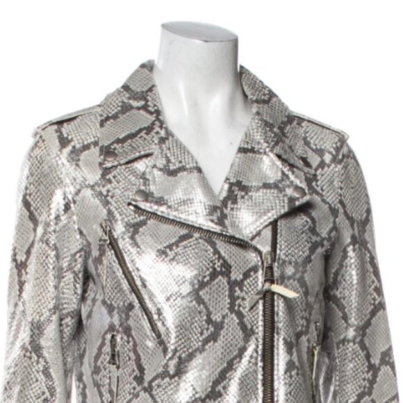 Golden Goose Madison Leather Jacket in Silver Python 38 2 - Picture 5 of 10